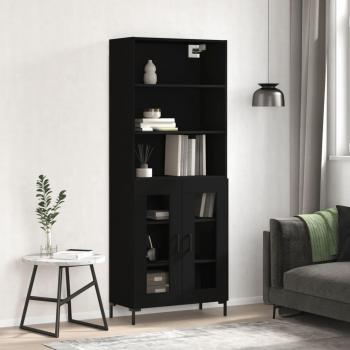 Aparador alto de madera contrachapada negro 69,5x34x180 cm