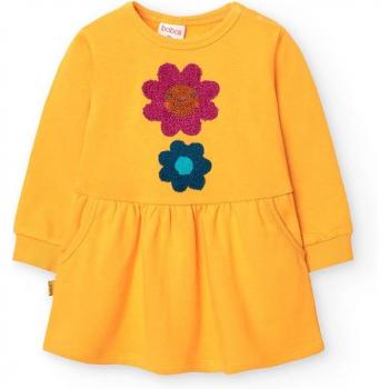 Boboli - Vestido de bebé niña de felpa con bolsillos y detalle de flores