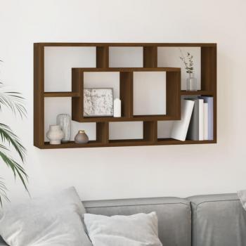 Estantería suspendida con 8 compartimentos en Blanco, Roble y Negro - Mueble de Almacenaje para Oficina, Estudio y Dormitorio