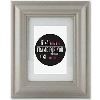 Feeby Frames Sofia Marco de Fotos de Madera Maciza 10x15 cm Gris con Passepartout Blanco