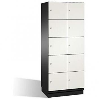 Armario de Compartimentos Bajo Llave C+P Cambio, 5 Compartimentos, 2 Abteil, HPL-T puertas, Color Negro y Blanco, Ancho 800 mm