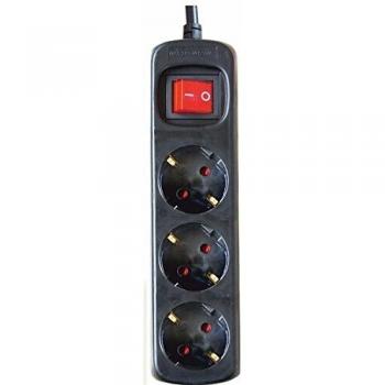 Silver Electronics 9643 Regleta Tomas con Interruptor, Negro, 3 Enchufes / 1,5 metros