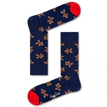 Calcetines Happy Socks Gingerbread Crew de Hombre en Color Marino con Estampado de Galletas de Jengibre