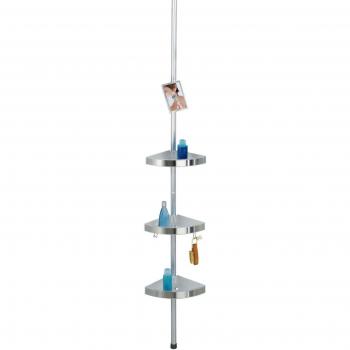 WENKO 20349100 Estantería telescópica para la ducha Premium - con espejo, Aluminio, 27.5 x 70-260 x 20 cm, Satinado