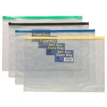 A4 + para encuadernación con cremallera bolsa de almacenamiento de plástico transparente carpeta portadocumentos negro