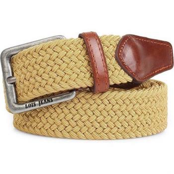 Cinturón Elástico Hombre Lois - Cinturón de tela y piel en color tostado con hebillas metálicas, ideal para uso diario