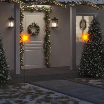 Lámpara estrella Moravia LED plegable 3 unidades amarillo 57 cm Vidaxl