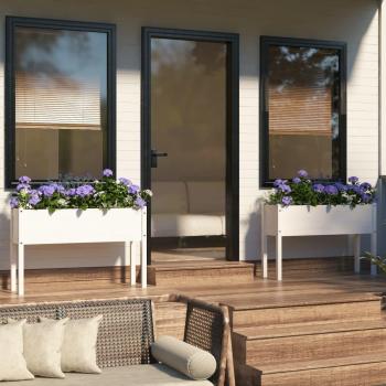 White Solid Pine Garden Planters 2 pcs 110x31x70 cm