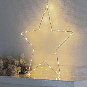 Lámpara decorativa LED Liva Star blanca, 70 cm, con diseño de estrella y luz cálida integrada