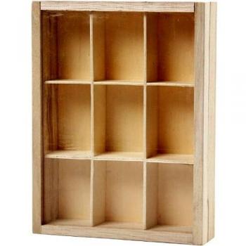 Caja organizadora con compartimentos y tapa deslizante, dimensiones 17x13 cm, altura 3,5 cm, 1 unidad