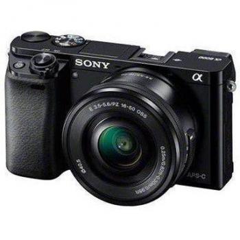 Cámara Sony A6000 Sin Espejo 24.3 MP Kit con Objetivo 16-50mm F3.5-5.6 OSS y Tarjeta SD de 64GB Negra