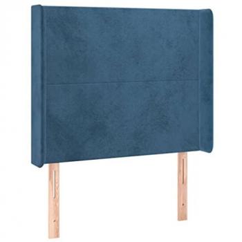 Cabecero con LED de terciopelo azul oscuro 83x16x118/128 cm