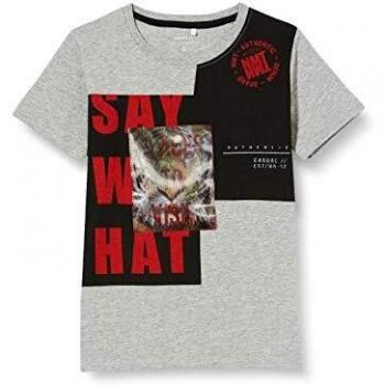 NAME IT Nkmdest SS Top Camiseta, Grey Melange, 158-164 para Niños