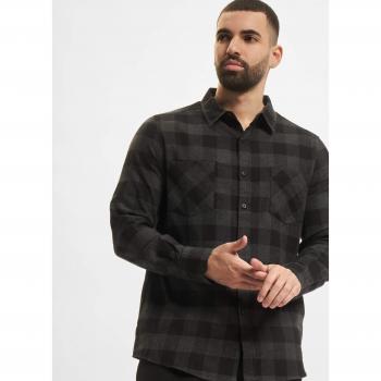 Urban Classics Rockabilly Checked Flannel Shirt for Men - Black/Grey - Sizes S to 5XL