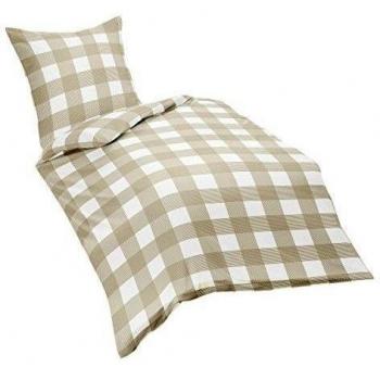 Fleuresse Feingewebe-Bettwäsche/Bezug 155 cm x 220 cm Plus Kissen 80 cm x 80 cm/Beige Juego de Cama, algodón, 220.0x155.0x0,5 cm, 2 Unidades