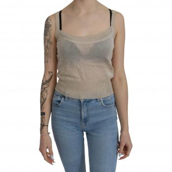 Beige Sleeveless Spaghetti Strap See Through Top