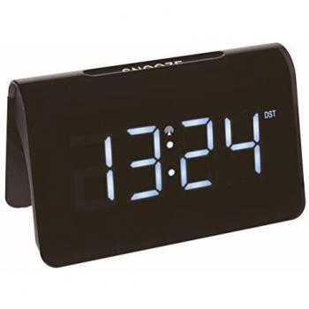 Despertador Digital Radio Controlado TFA Dostmann 60.2543.02 con Pantalla Grande y Números LED Brillantes, Color Negro