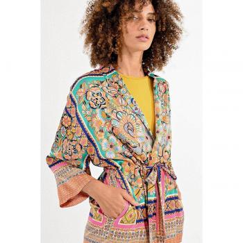 Kimono estampado multicolor con pantalón