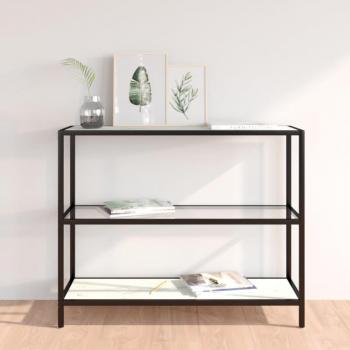 Estante de vidrio templado transparente con base de mármol blanco 100x36x90cm
