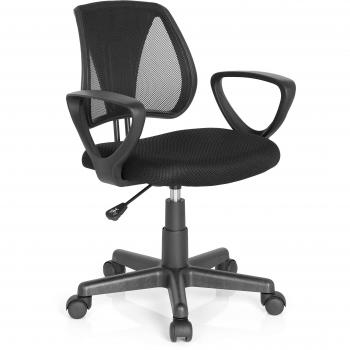 Silla giratoria para niños Kiddy CD con tejido de malla negro y apoyabrazos