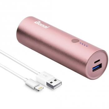 BONAI Power Bank Mini 5800mAh Bateria Externa iPhone Carga Rapida Batería Externa para iPhone 7/8/6/6s,Samsung,Xiaomi,Huawei,Tablets y más Dispositivos-Rosa