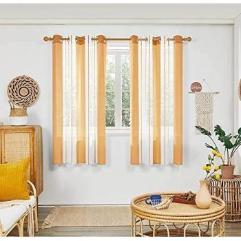 Deconovo Cortinas Translucidas, Rayas de Diseño Moderna, para Habitación Salón, con Ollaos, 140x183cm