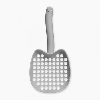 Catit Pala Pixi Gris para Arenero - pala para arena de gatos, color gris, diseño ergonómico, fabricada en plástico resistente, con malla fina para recoger desechos fácilmente