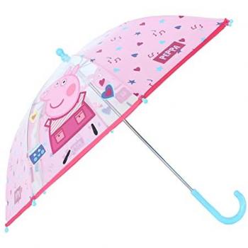 Paraguas Peppa Pig Transparente 48cm Automático y Manual para Niños