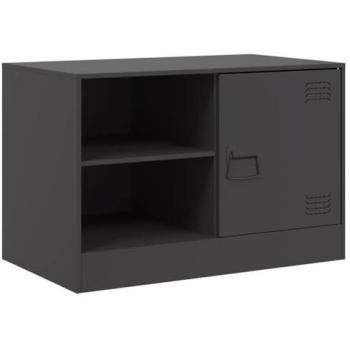 Mueble TV Multimedia Estantería para Televisión Buffet Comedor Salón Dormitorio 67 x 39 x 44 cm Acero Negro