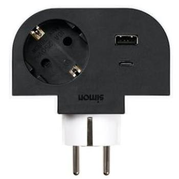 Adaptador Giratorio Schuko 1 Toma + USB A+C 30W, Rotación 180º, Carga Rápida, Ideal para Espacios Reducidos