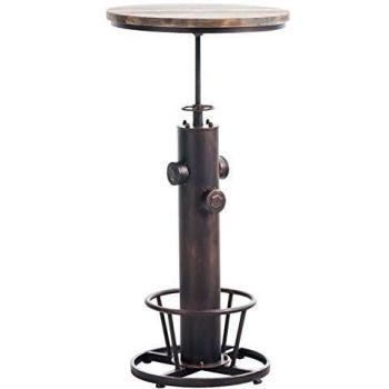 Mesa Auxiliar Ruhr Industrial Look Regulable en Altura con Estructura de Metal y Tapa de Madera en Color Bronce