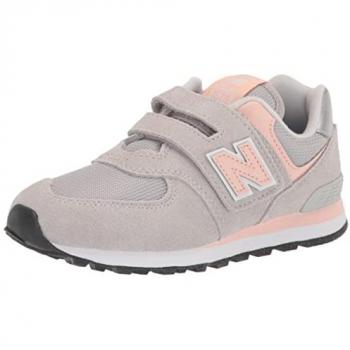 New Balance Kids' 574 Core Hook & Loop Sneakers - Grey/Pink