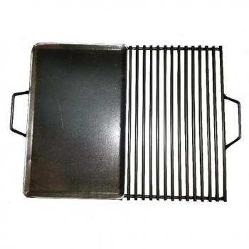 Parrilla Plancha Mixta de Acero 50x40 cm con Asas