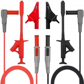 Tacklife METL03-Cable de multimetro 6 piezas, kit de puntas de prueba con Retractable crocodile clip y pinzas de cocodrilo, sondas de prueba, con Doble protección de seguridad