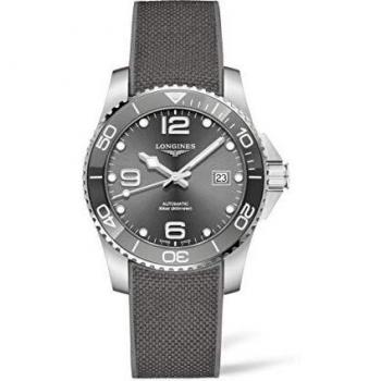 Longines Hydroconquest Automatic Diver's Watch with Rubber Strap and Sunray Grey Dial 300M for Men