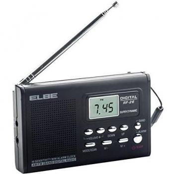 Elbe RF-26 - Radio portátil AM/FM, reloj con alarma, color negro