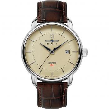 Zeppelin LZ 120 Bodensee Leather Strap Beige Dial Automatic 81605 Men's Watch