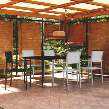 7-Piece Black and White Garden Dining Set