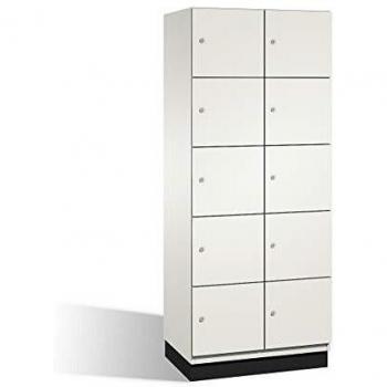 Armario de compartimentos bajo llave C+P Cambio, 2 compartimentos, color blanco HPL, ancho 800 mm