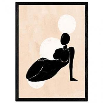 Póster A3 Ilustración de Mujeres - Dibujos de Formas, Caras y Gestos en Tonalidades Tierra y Rojas 'Mujeres 8' Sin Marco