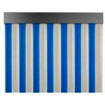 CORTINA PUERTA 90X210CM CINTAS PLAST. AZUL/BLANCO