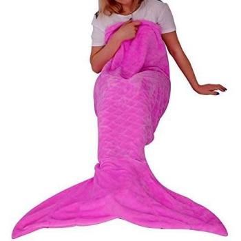 softan Manta de Cola de Sirena para Adultos, Tela de Franela Suave, Saco de Dormir para Todas Las Temporadas,63x152cm,Púrpura