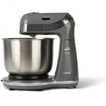 LIVOO DOP137G - Robot pastelero multifunción - Bol de acero inoxidable 3L - 6 velocidades - Batidor