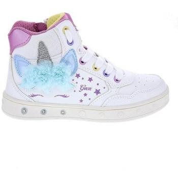 Geox J Skylin Girl High Top Sneakers with Lights and Unicorn Print
