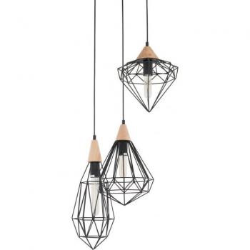 Lámpara colgante industrial y retro Maelle Black, tipo de producto: lámpara colgante, características: diseño industrial y retro, color negro, 1 luz, pantalla tipo jaula, casquillo E27