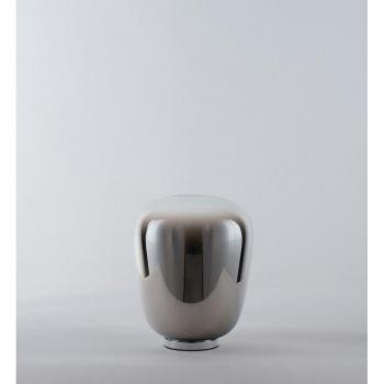 Lámpara de mesa Smoke Chrome, diseño moderno, 1 bombilla E27, altura 21,3 cm, estructura de metal negro con pantalla en vidrio gris degradado