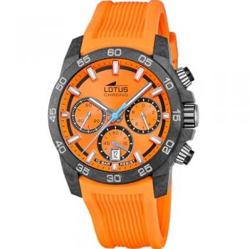 Reloj Lotus Hombre Chrono 18974/6 Correa de Caucho Naranja Caja de Fibra de Carbono