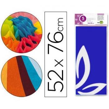 PAPEL SEDA LIDERPAPEL 52X76CM 18G/M2 BOLSA DE 5 HOJAS AZUL