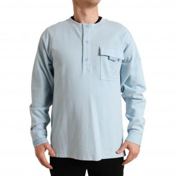 Dolce & Gabbana Light Blue Cotton Buttoned Pullover Sweater - IT48 | M