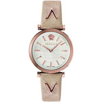 Versace V-Twist Ivory Leather Silver Rosegold Watch